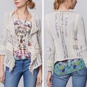 Anthropologie Knitted & Knotted Salt & Pepper Open
Knit Cardigan